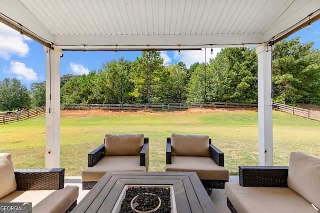 321 Brown Station Dr, Williamson, GA 30292 - view of patio with an outdoor living space and a fenced backyard