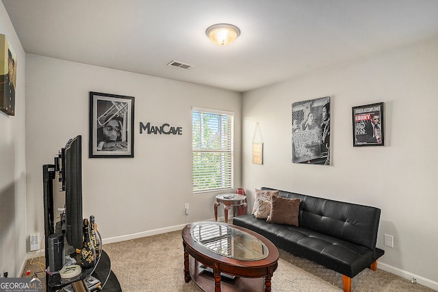 living room featuring carpet flooring