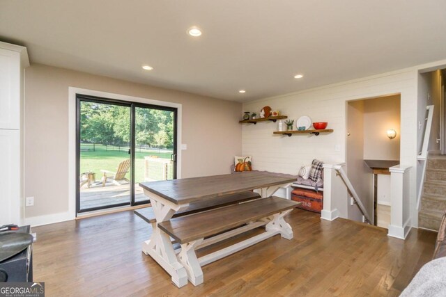 dining room with dark hardwood / wood-style floors