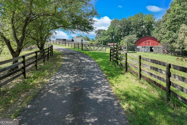 view of road featuring a rural view