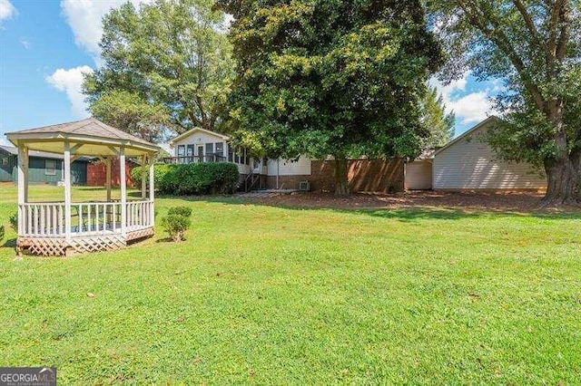 view of yard with a gazebo