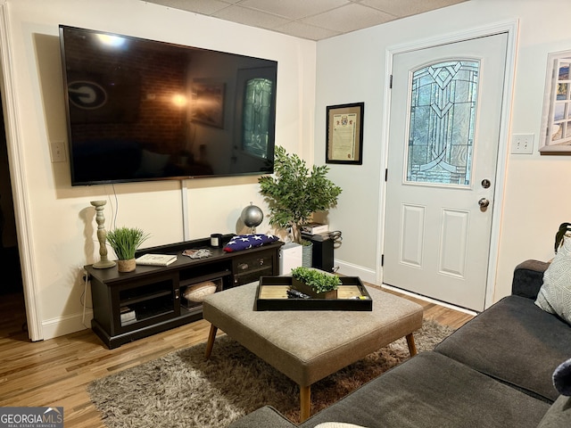 foyer with light hardwood / wood-style floors