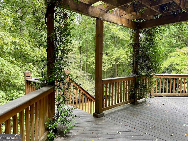 deck featuring a pergola