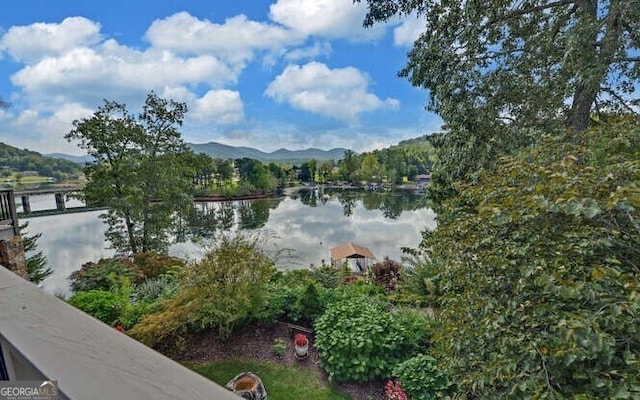 view of water feature with a mountain view