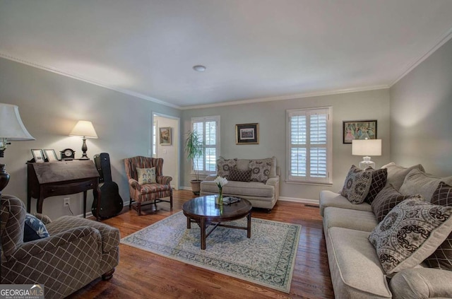 231 Parkview Dr, Cartersville, GA 30120 - living area with baseboards, wood finished floors, and ornamental molding