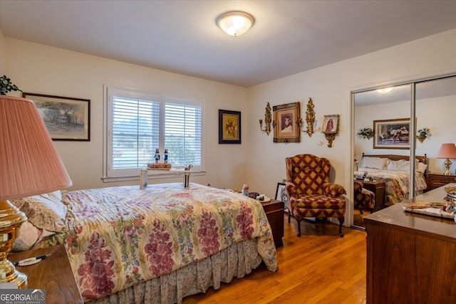 bedroom featuring a closet and wood-type flooring