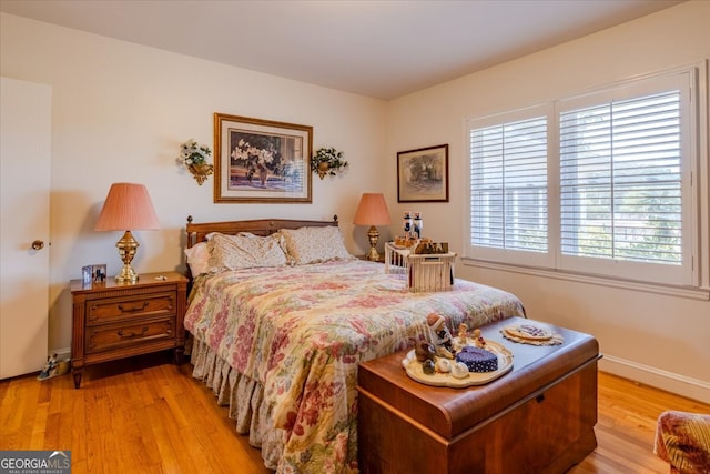 bedroom featuring light wood-type flooring