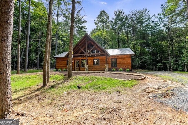 view of log home