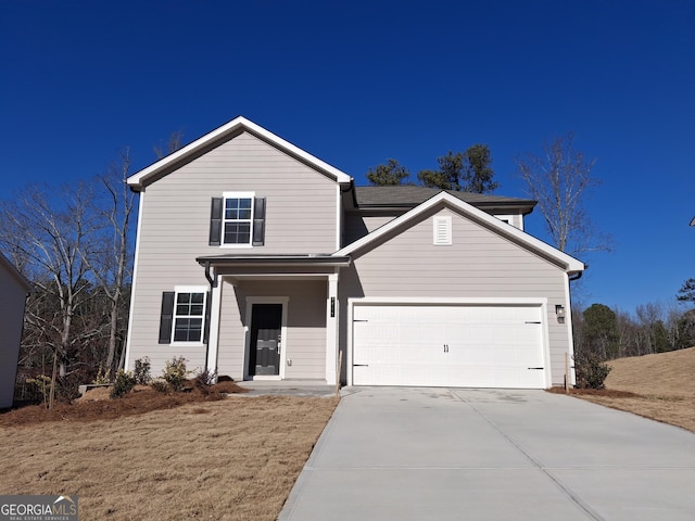 view of front property with a garage