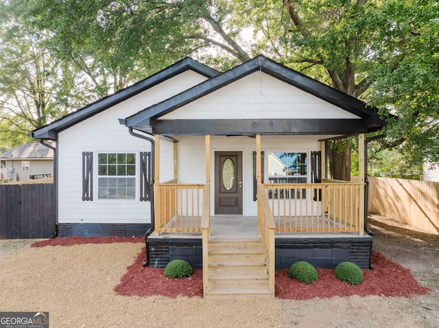 bungalow-style house with covered porch