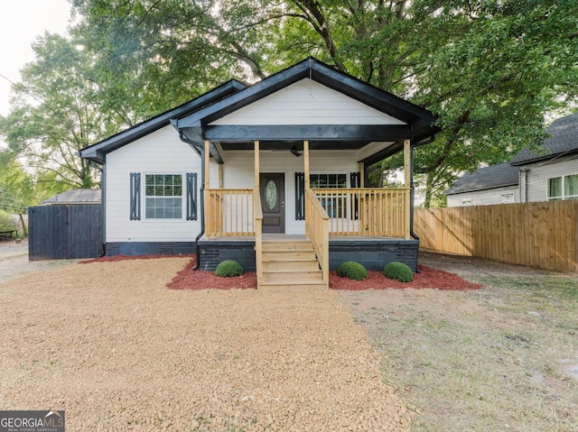 bungalow-style house featuring covered porch