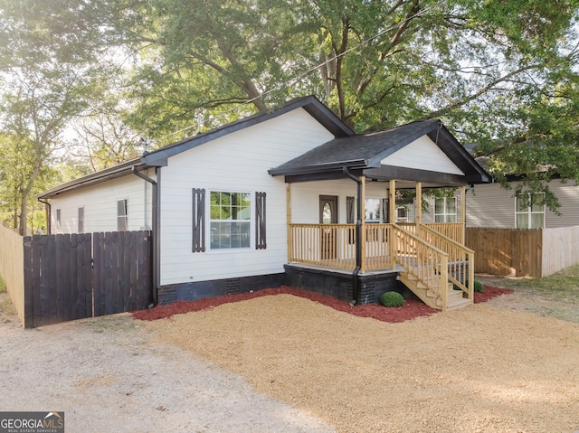 view of front of home featuring covered porch