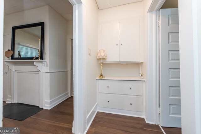 hall featuring dark hardwood / wood-style flooring