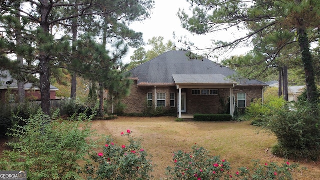 back of house featuring a lawn