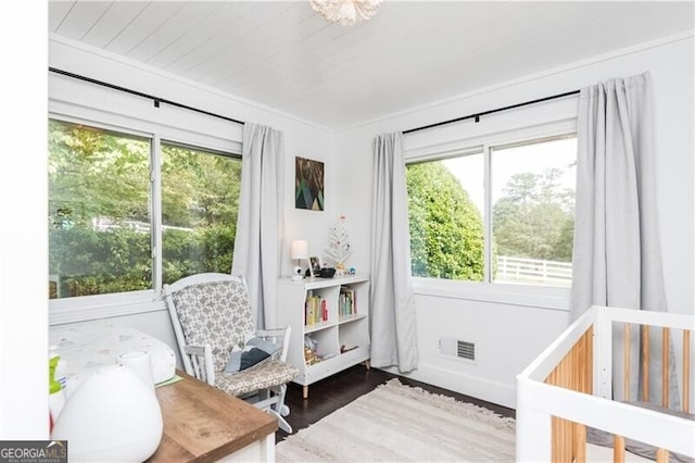 entryway with a wealth of natural light and dark hardwood / wood-style floors