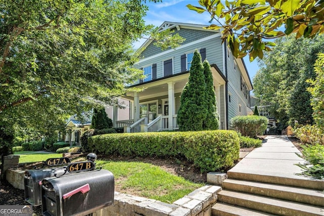 view of front of home featuring covered porch