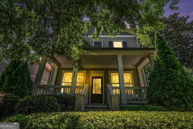 view of front of house featuring covered porch