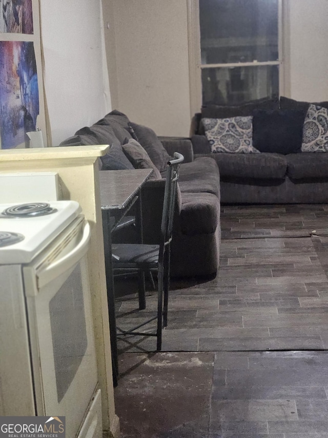 living room featuring dark hardwood / wood-style floors