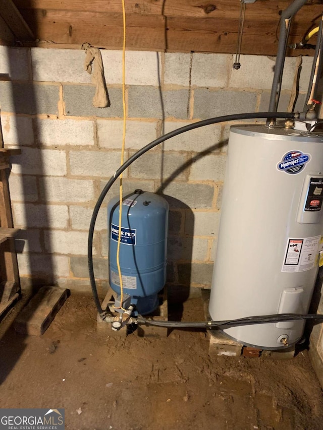 utility room with water heater