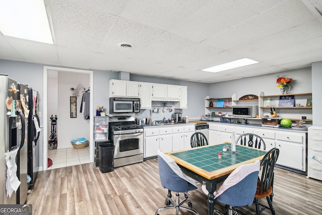 kitchen featuring white cabinetry, light hardwood / wood-style floors, appliances with stainless steel finishes, and sink