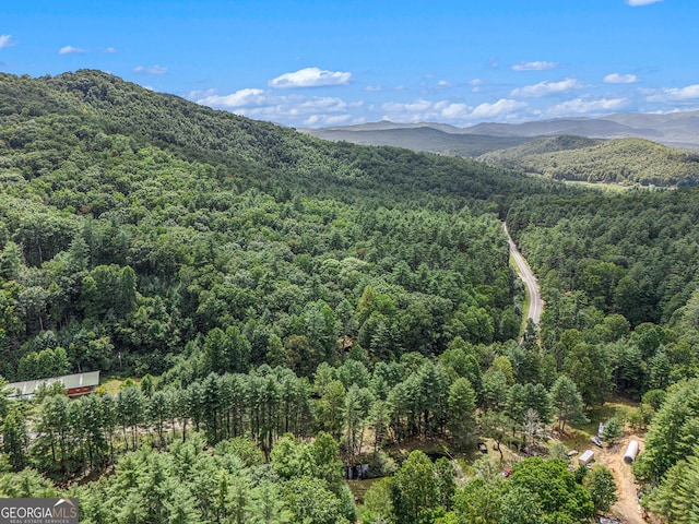view of mountain feature with a forest view