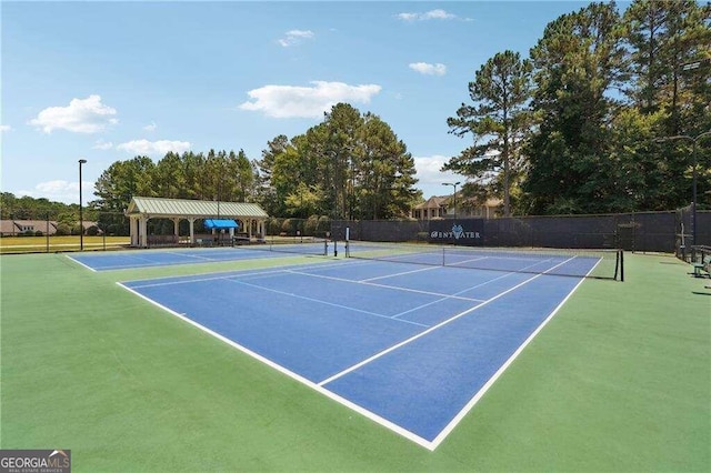 view of tennis court with basketball court