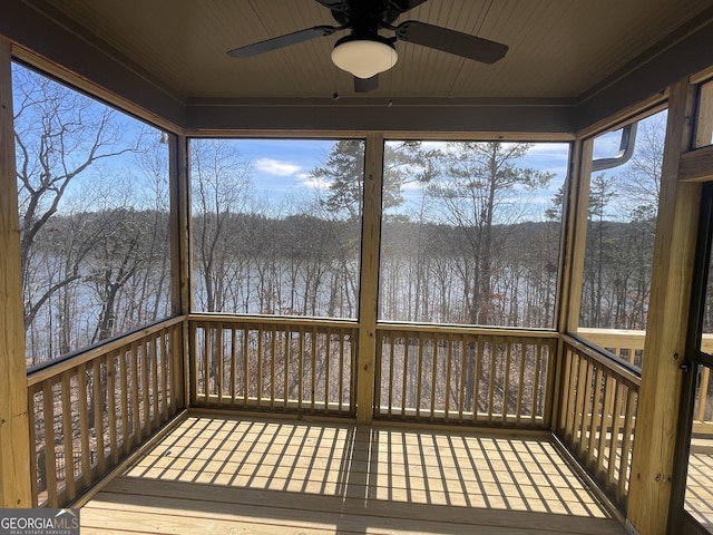 view of unfurnished sunroom