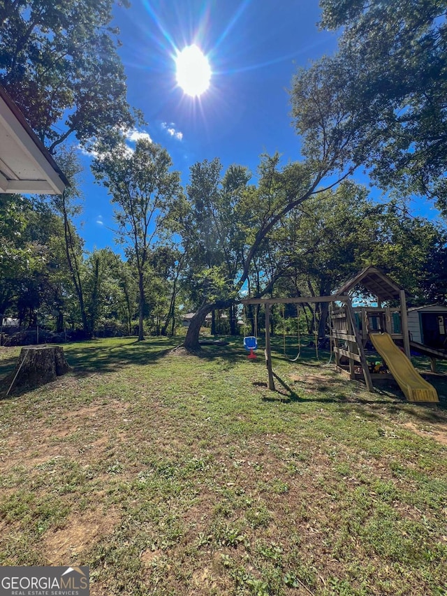 view of yard featuring a playground