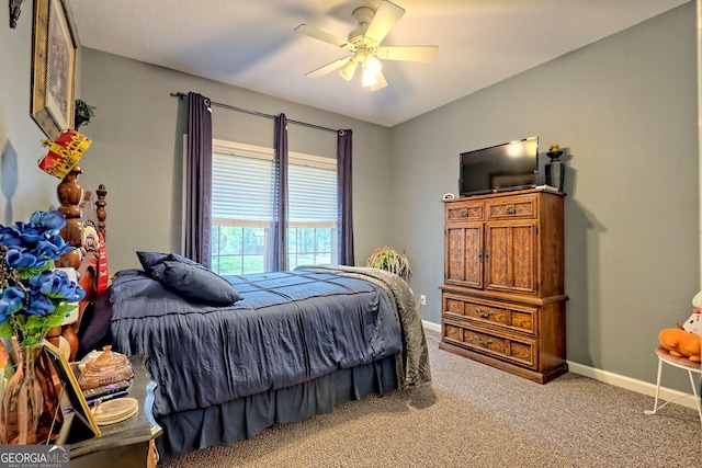 bedroom with carpet and ceiling fan