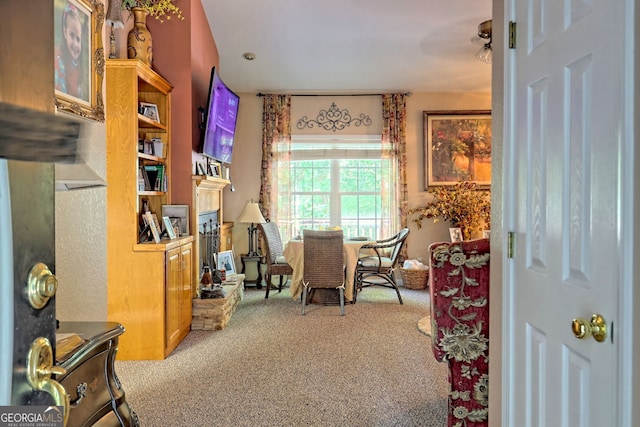 dining room with carpet floors