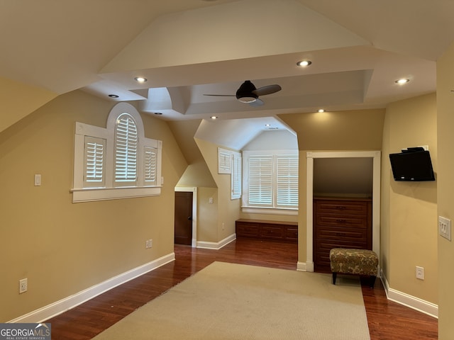 490 Hill St SE, Atlanta, GA 30312 - bonus room with ceiling fan and dark hardwood / wood-style floors