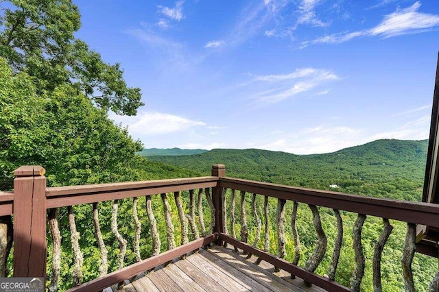 deck with a mountain view