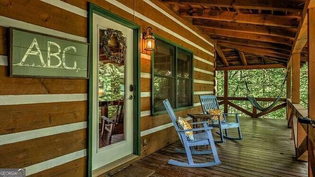 wooden deck with a porch