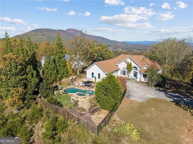 aerial view featuring a mountain view