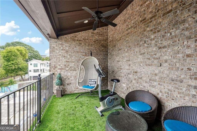 balcony with ceiling fan