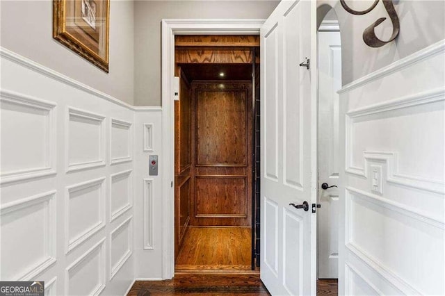 interior space featuring dark wood-type flooring