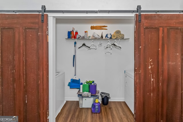 closet featuring washer and dryer