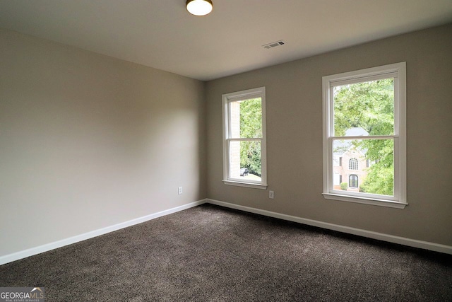 carpeted spare room featuring a wealth of natural light