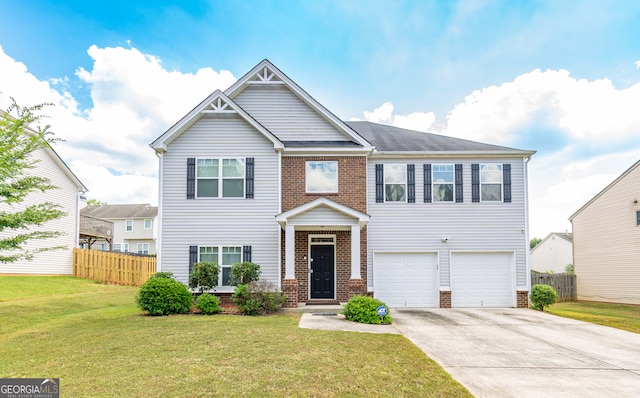 craftsman-style house with a garage and a front yard