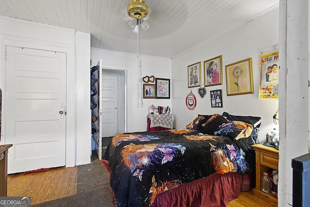 bedroom featuring wooden ceiling