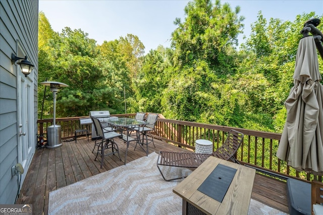 wooden terrace with cooling unit