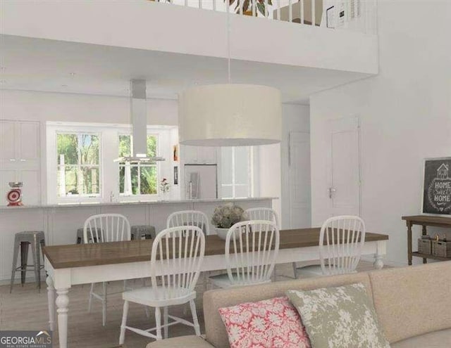 dining area with hardwood / wood-style flooring