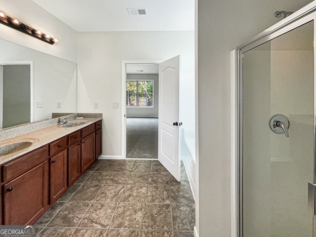 bathroom with vanity and separate shower and tub