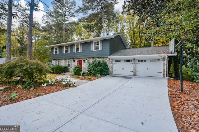 view of front of property with a garage