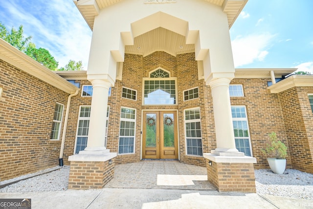 property entrance with french doors