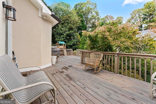 deck featuring area for grilling