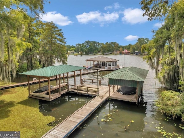 view of dock featuring a water view