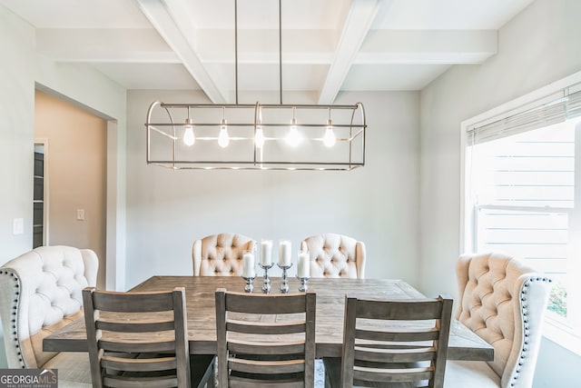 dining room featuring beam ceiling