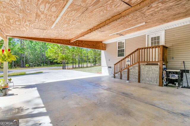 view of garage