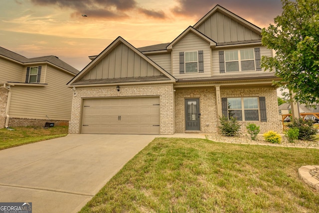 1223 Hartwell Rd, Locust Grove, GA 30248 - craftsman house with brick siding, board and batten siding, a front lawn, and concrete driveway